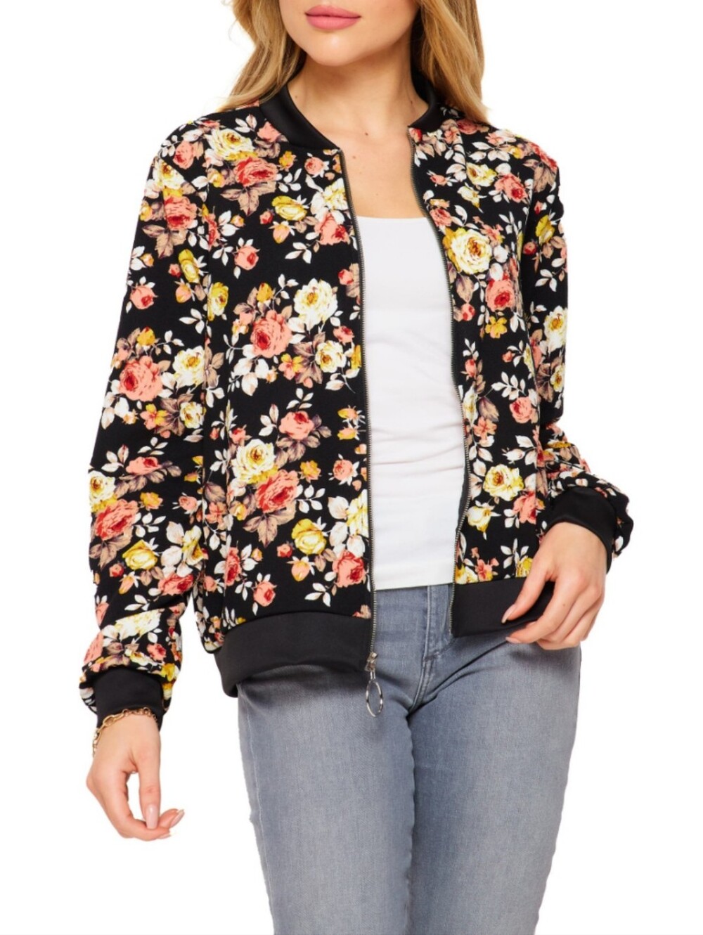 Obey Worldwide Floral Bomber Jacket Boho Streetwear Garden Girl Black Small